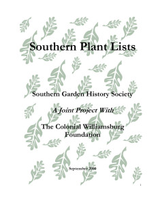 Southern Plant Lists